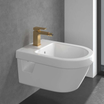 Baterie de bideu Villeroy&Boch, Architectura Square, cu ventil cu tijă, brushed gold